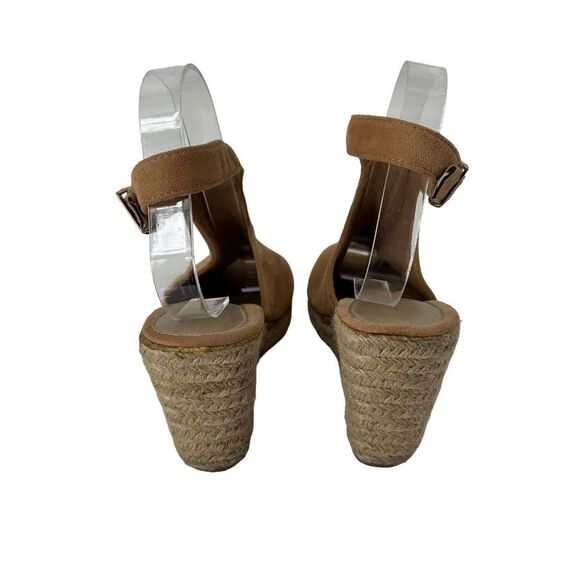 Espadrille Wedge Sandals Tan Brown Peep Toe Refresh Brand Womens Size 8.5 Boho - Picture 4 of 7